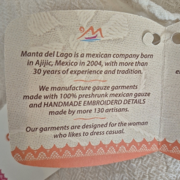 Manta del Lago Sleeveless Preshrunk Mexican Gauze Embroidered Dress - Size M - Picture 12 of 12